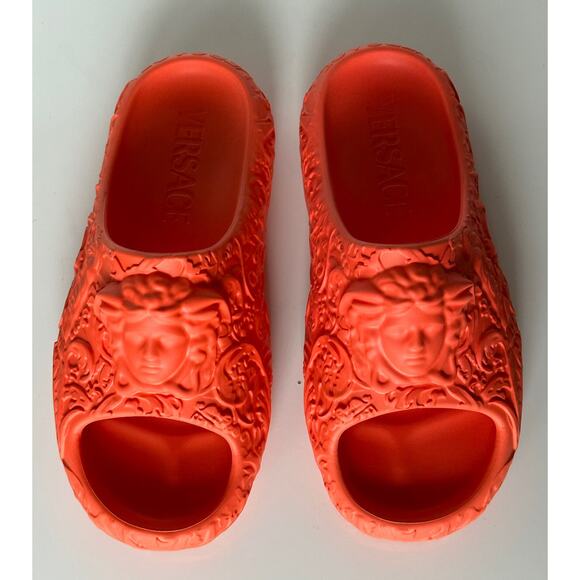 NIB $525 Versace Medusa Head Slides Pool Sandals Orange 13 US (46) 1005746 IT - Picture 12 of 14